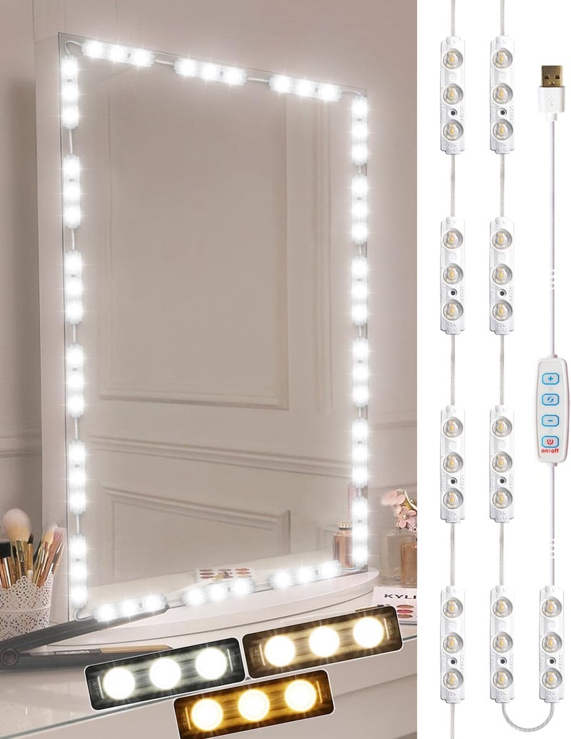 DLOMT Vanity Lights for Mirror LED Makeup Light Strip with 3 Color Temperature Lighting Modes and Dimmable Stick on Vanity Bathroom Mirror,Ultra Bright (Mirror Not Included) - Image 1